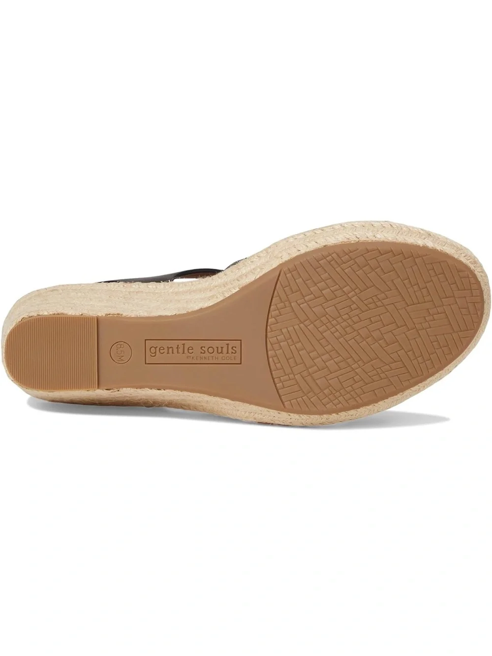 Kenneth Cole Black Leather Strappy Espadrille Wedge Sandals - Women's